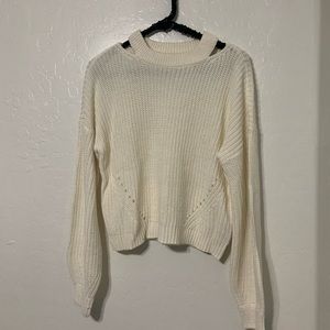 Full Circle Trends Peep Shoulder Crop Sweater